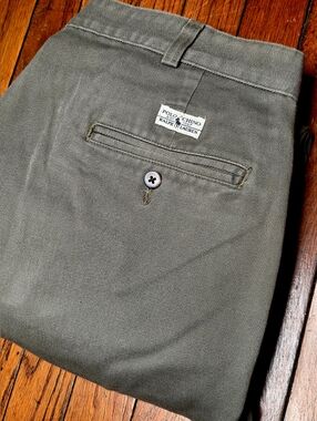 POLO Ralph Lauren Mens 36x30 Sage Flat Front Chino Pants Inseam 28" Hemmed B2